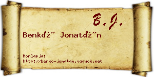 Benkő Jonatán névjegykártya